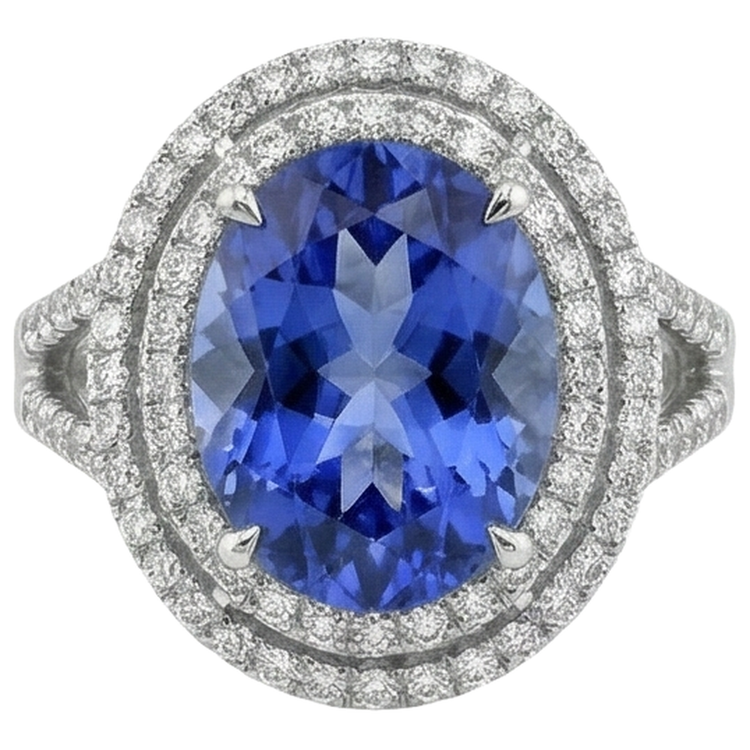 naturel tanzanite 4.20carats bague angle de côté