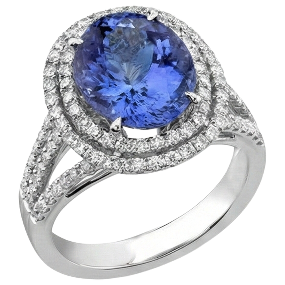 naturel tanzanite 4.20carats bague détail rapproché