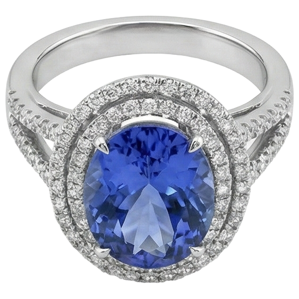 naturel tanzanite 4.20carats bague vue de dessus