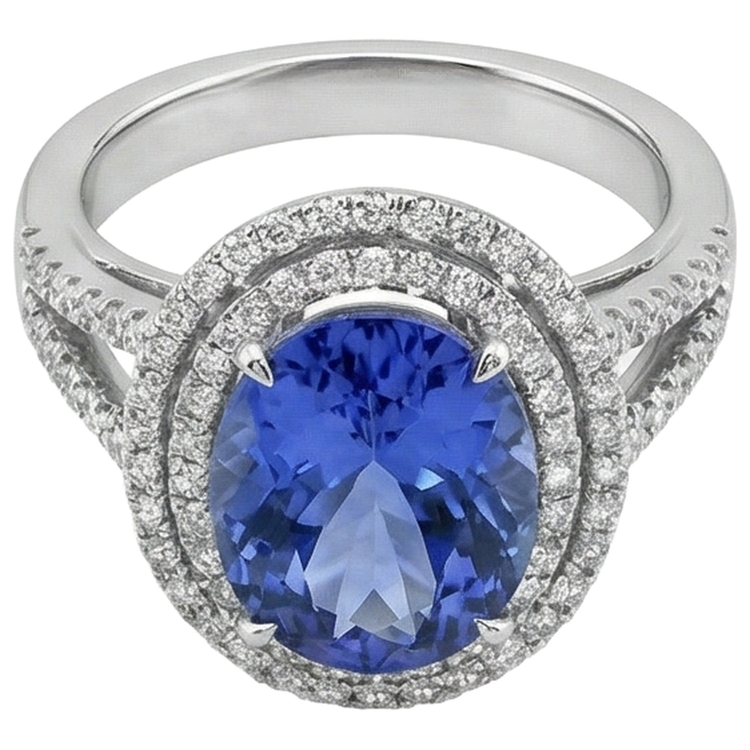 naturel tanzanite 4.20carats bague vue de dessus