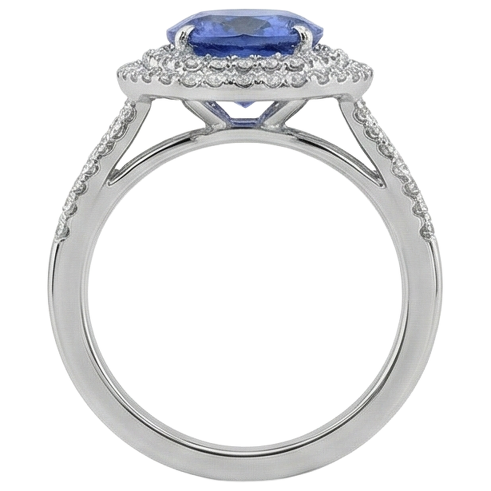 naturel tanzanite 4.20carats bague sur blanc