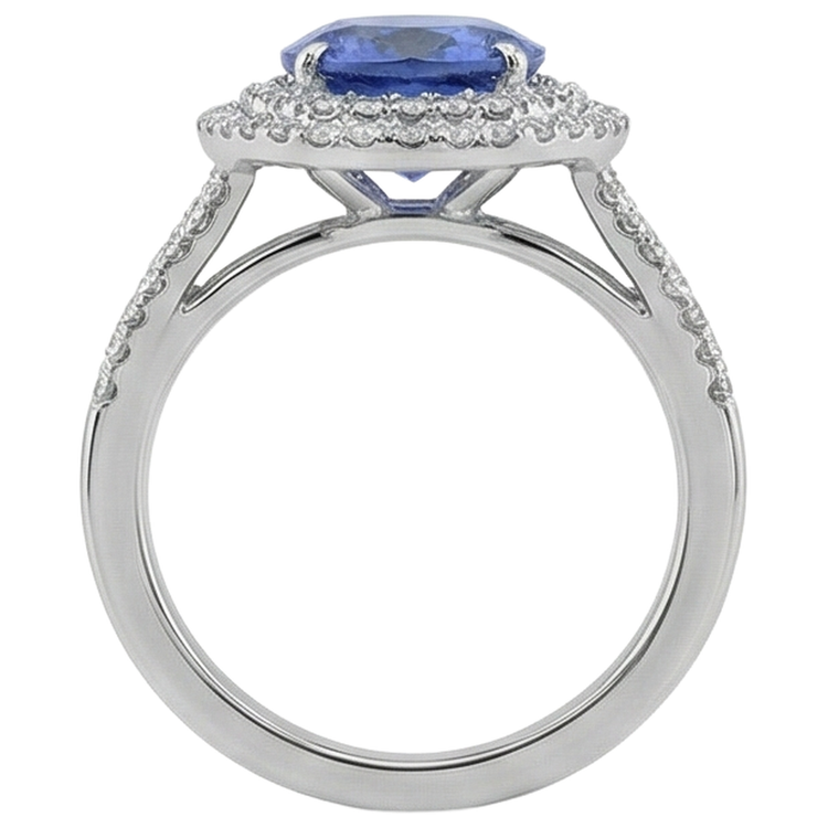 naturel tanzanite 4.20carats bague sur blanc
