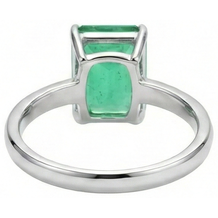 Bague de mariage`Vert Emeraude solitaire taille 10 carats blanc 14K