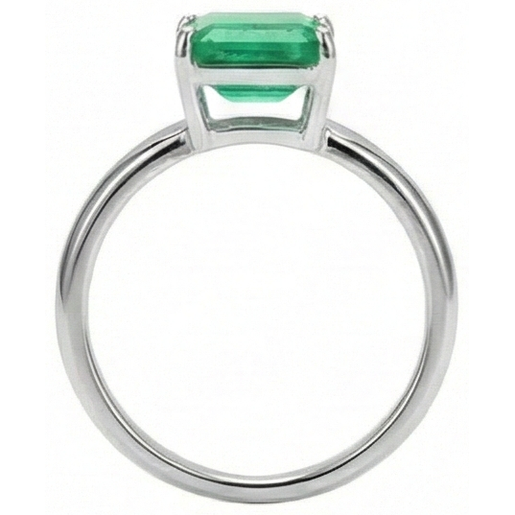 Bague de mariage`Vert Emeraude solitaire taille 10 carats blanc 14K