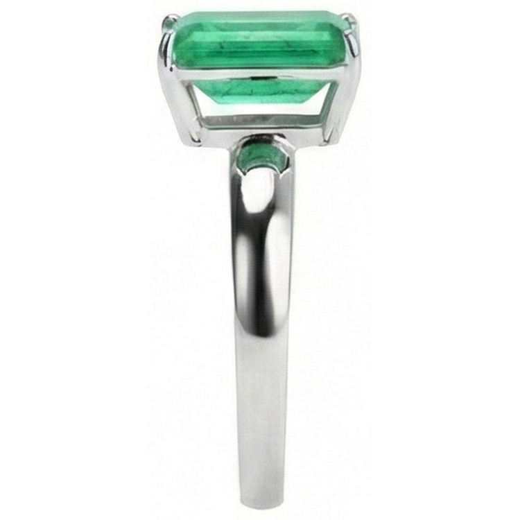 Bague de mariage`Vert Emeraude solitaire taille 10 carats blanc 14K