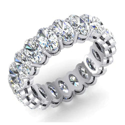 Bague d'éternité en Réel diamant ovale en or 14K pour femme 4 carats.