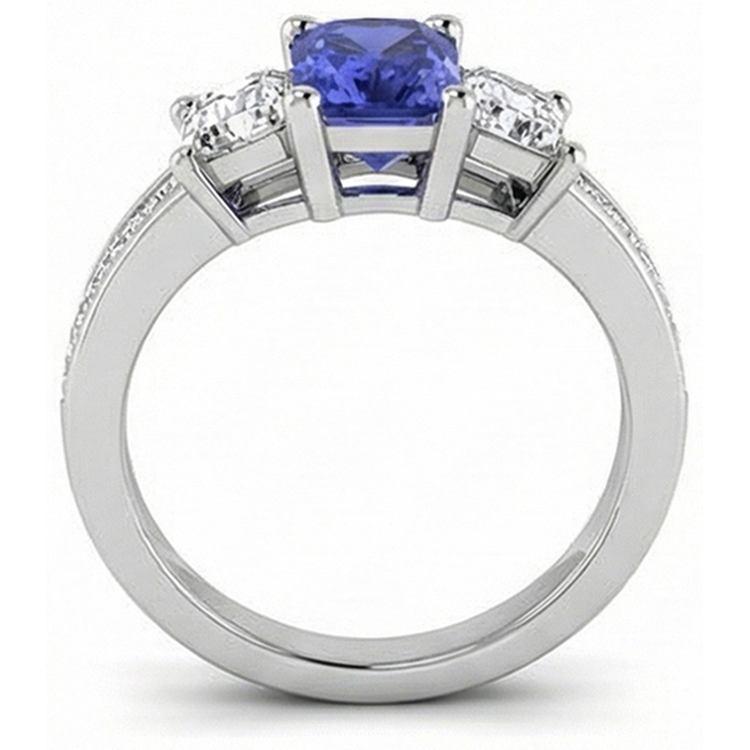 naturel princess saphir 3carats bague sur blanc