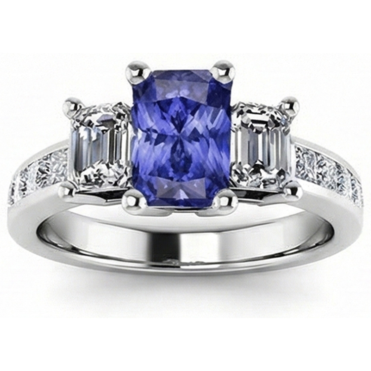 naturel princess saphir 3carats bague vue de face