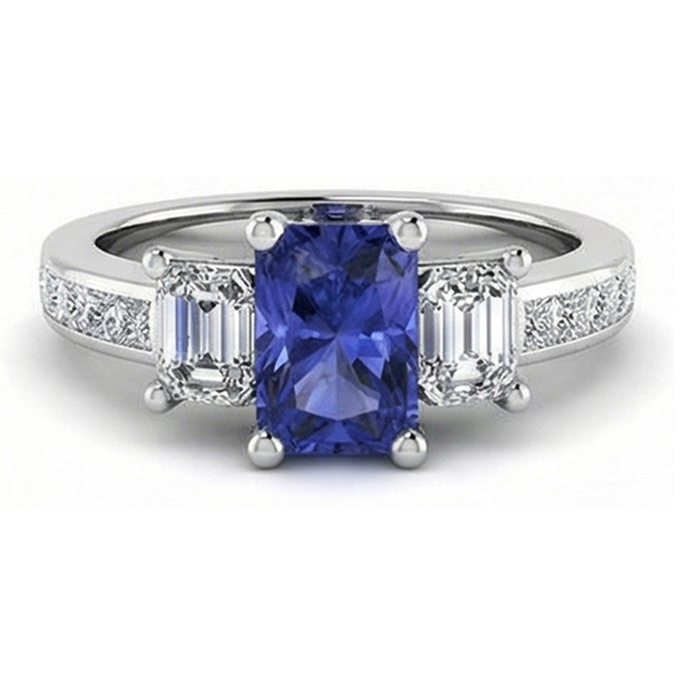 naturel princess saphir 3carats bague angle de côté
