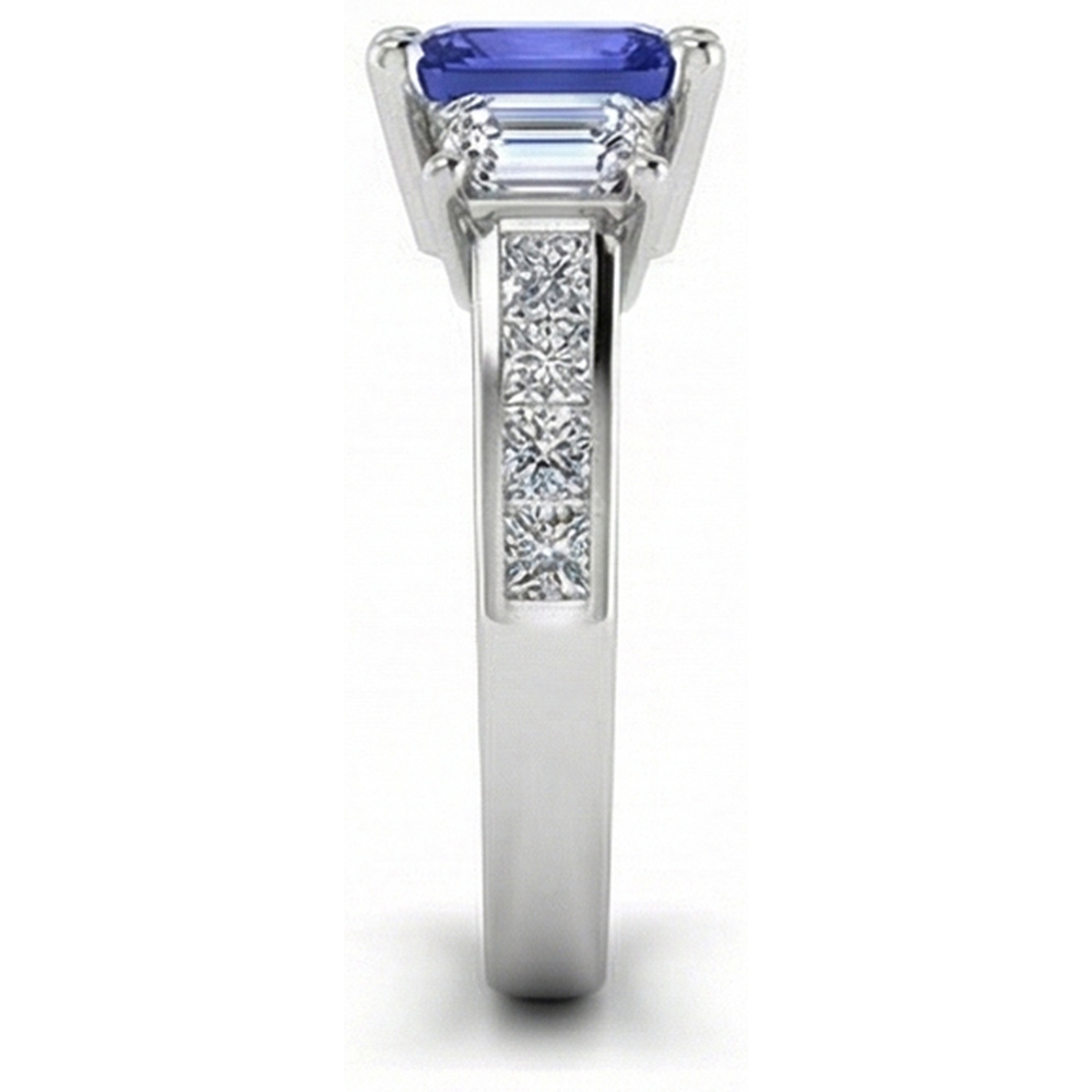 naturel princess saphir 3carats bague vue de profil