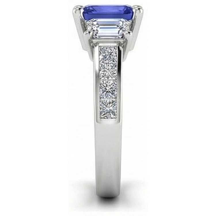 naturel princess saphir 3carats bague vue de profil