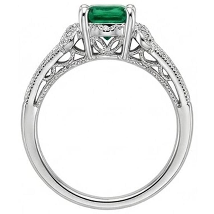 Bague diamant émeraude Vert taille princesse 6 carats en or blanc Joaillerie fine