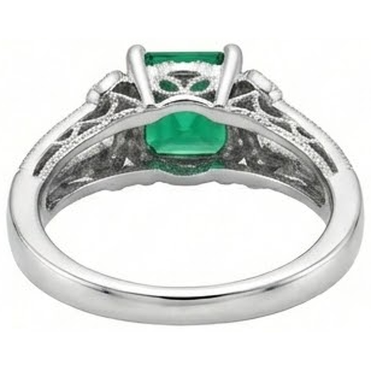 Bague diamant émeraude Vert taille princesse 6 carats en or blanc Joaillerie fine