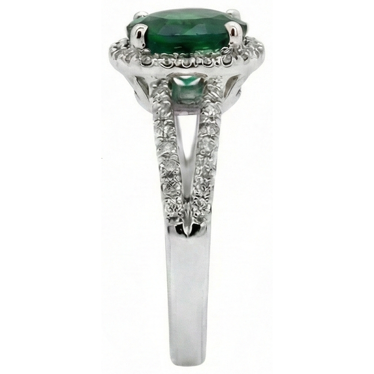 Bague diamant émeraude verte Coupe Ronde 6.55 ct or blanc 14k