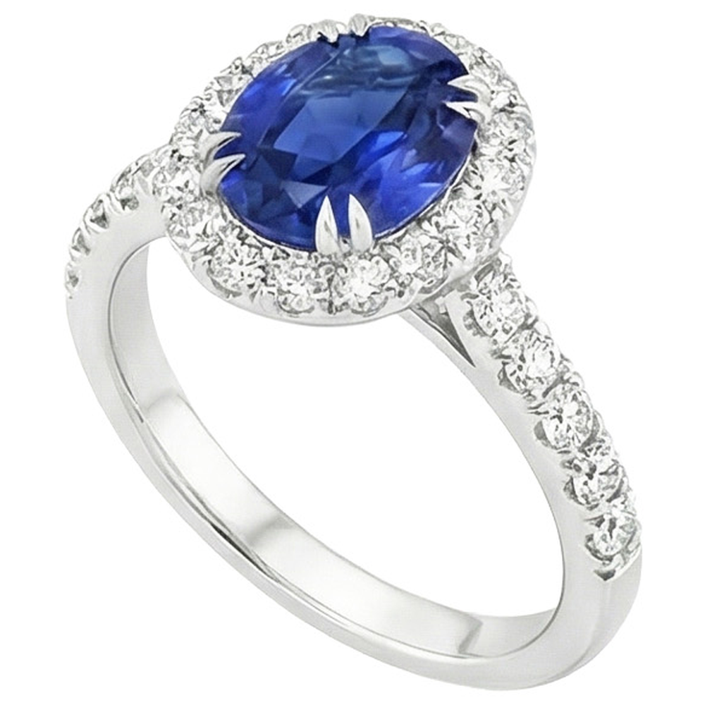 naturel oval diamant 6.50carats bague angle de côté