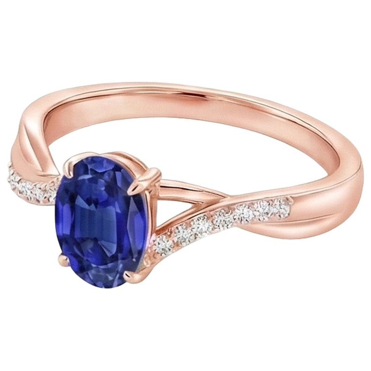 naturel oval saphir 3.75carats bague vue de face
