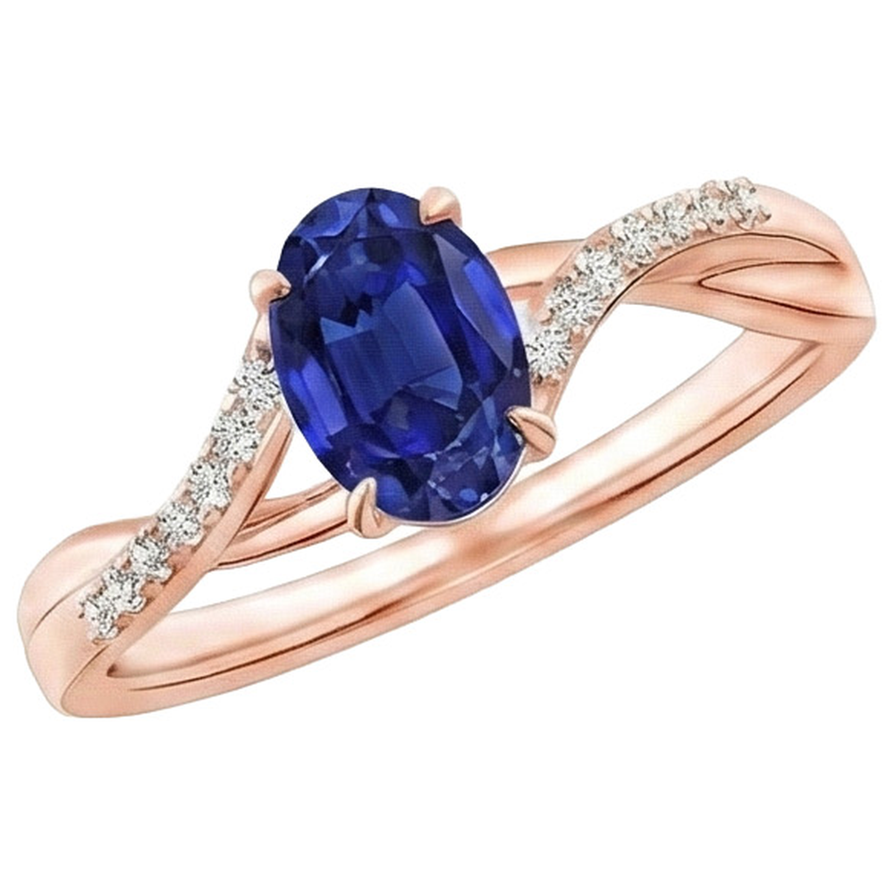 naturel oval saphir 3.75carats bague détail rapproché
