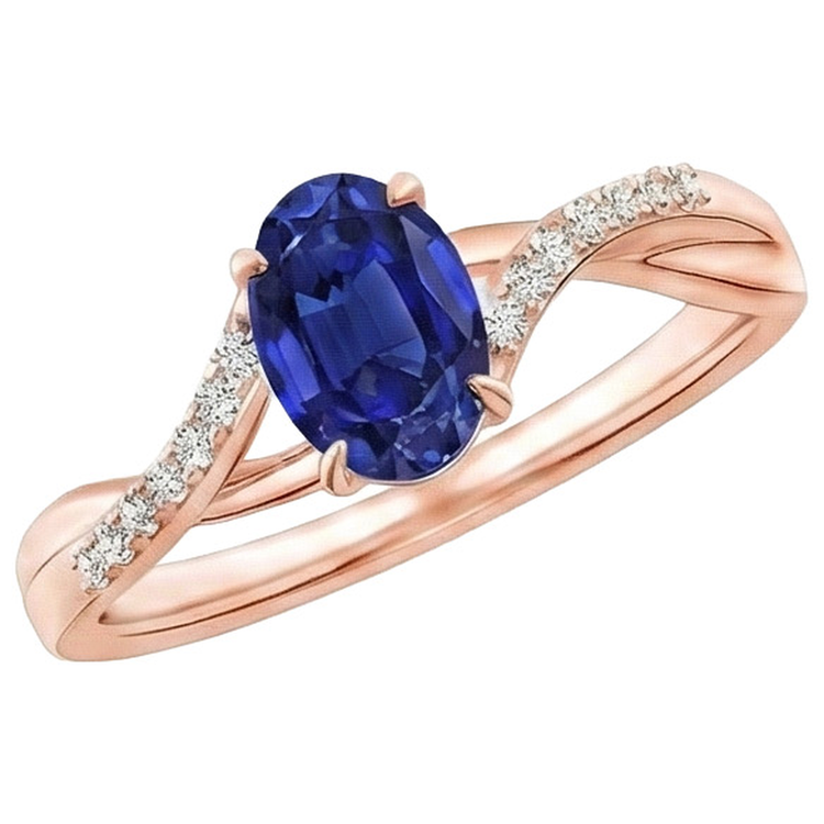 naturel oval saphir 3.75carats bague détail rapproché