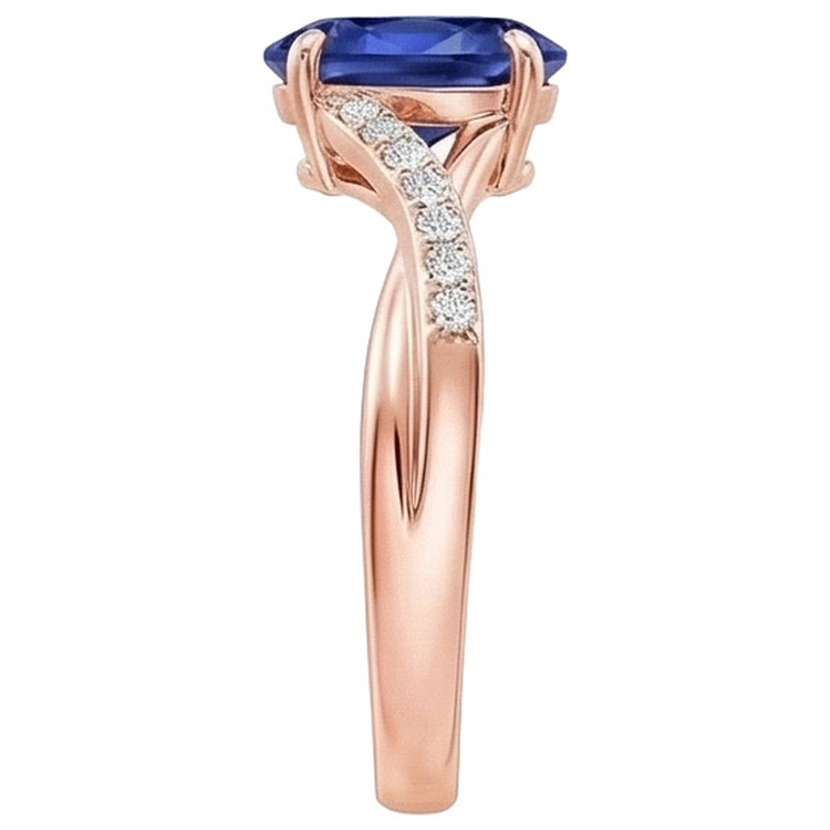 naturel oval saphir 3.75carats bague vue de dessus