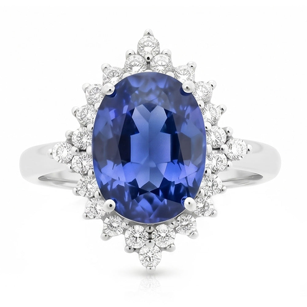 Bague diamant ovale saphir du Sri Lanka. bijoux en pierres précieuses de 8.51 carats