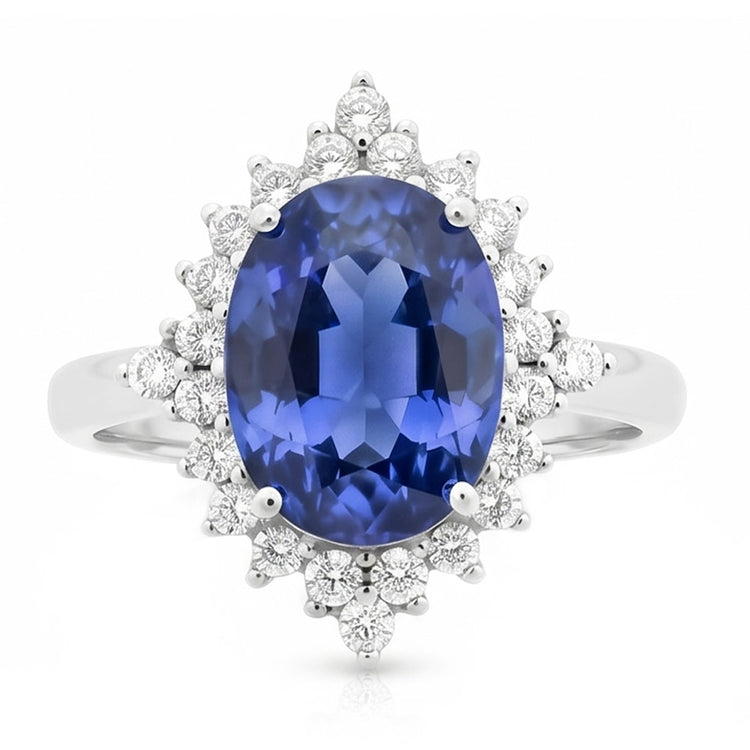 Bague diamant ovale saphir du Sri Lanka. bijoux en pierres précieuses de 8.51 carats