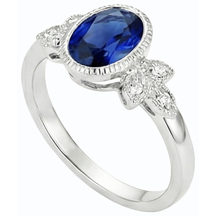 naturel oval saphir 3carats bague angle de côté