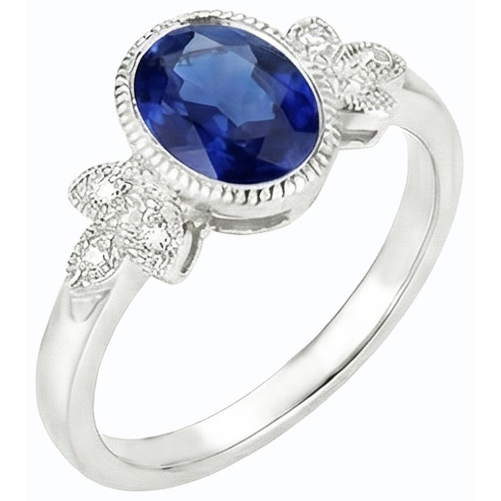 naturel oval saphir 3carats bague détail rapproché