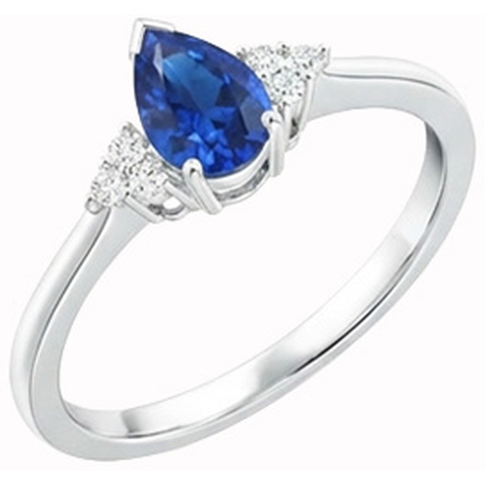 naturel pear saphir 1.85carats bague vue de face