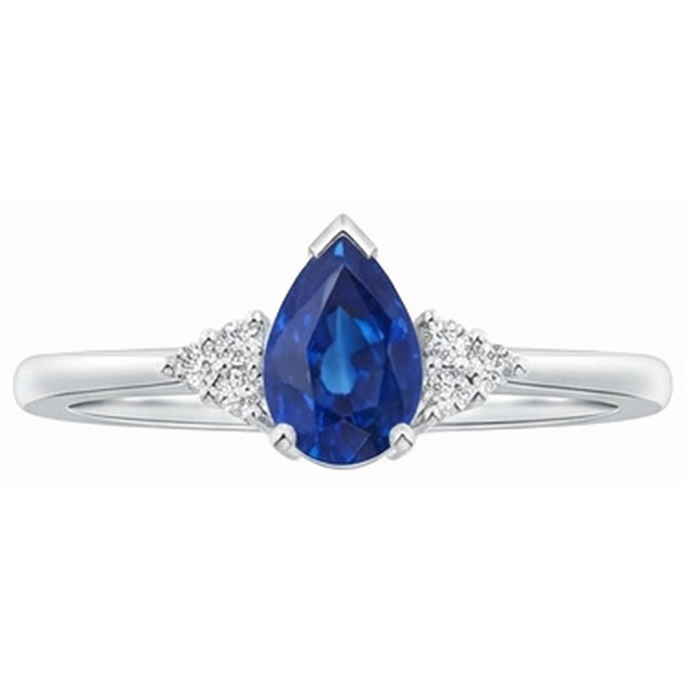 naturel pear saphir 1.85carats bague détail rapproché