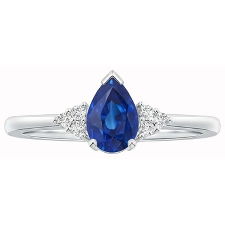 naturel pear saphir 1.85carats bague détail rapproché
