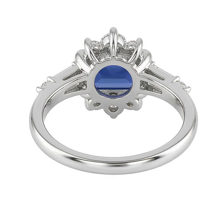 Bague diamant rond émeraude et saphir taille baguette 2.50 carats