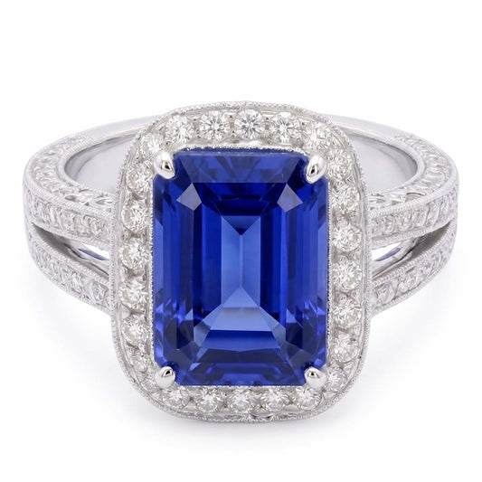 naturel round saphir 5carats bague angle de côté