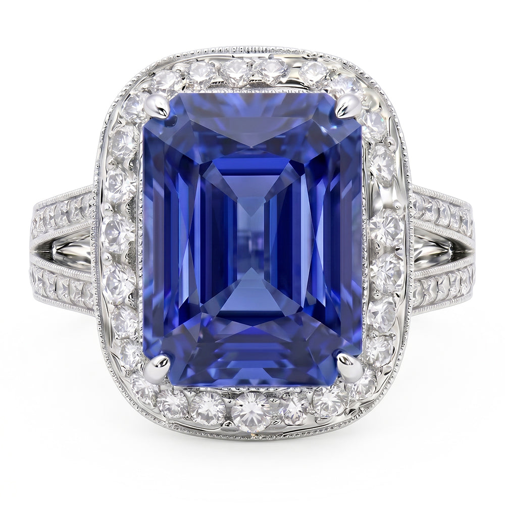 naturel round saphir 5carats bague détail rapproché