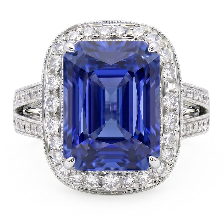naturel round saphir 5carats bague détail rapproché