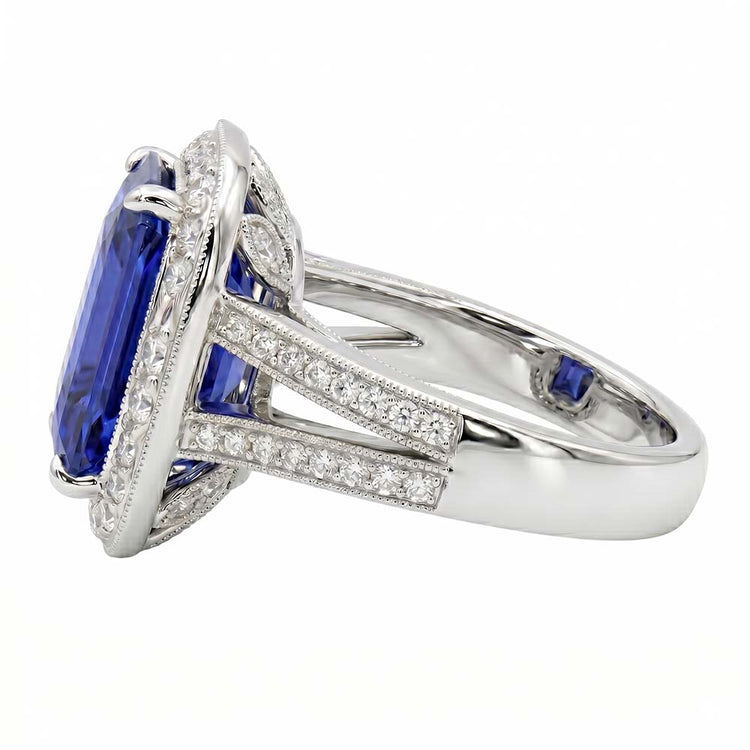 naturel round saphir 5carats bague vue de dessus