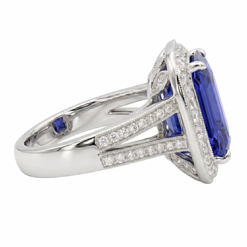 naturel round saphir 5carats bague vue de profil