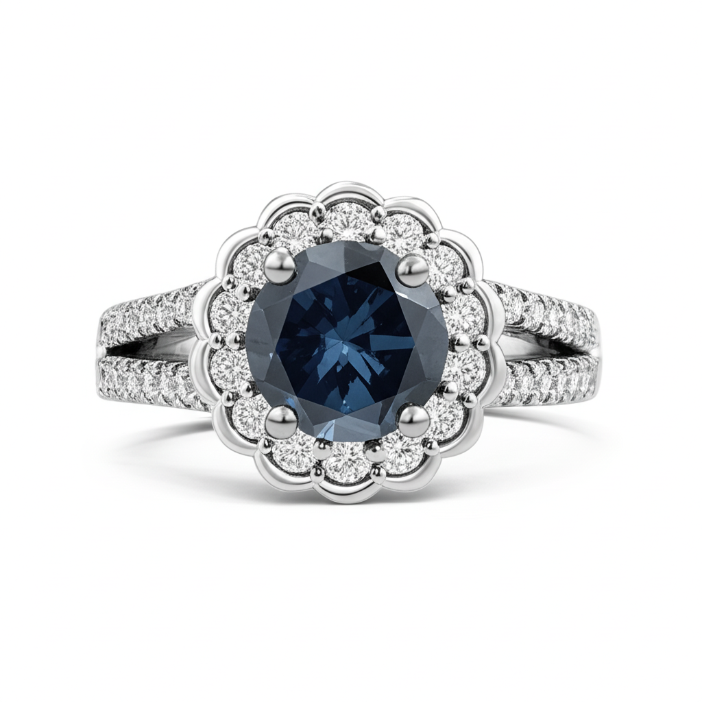naturel round diamant 2.25carats bague angle de côté