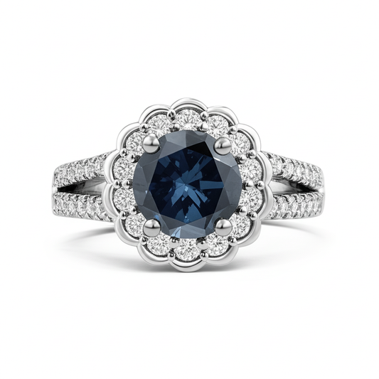 naturel round diamant 2.25carats bague angle de côté