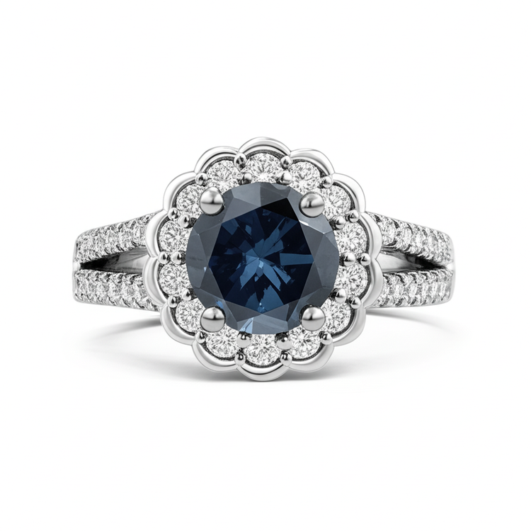 naturel round diamant 2.25carats bague angle de côté