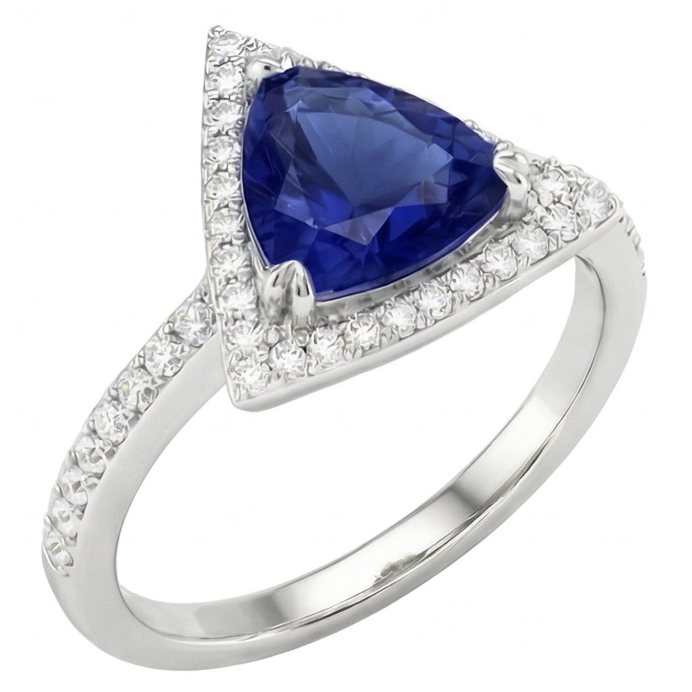 naturel round saphir 1.50carats bague vue de face
