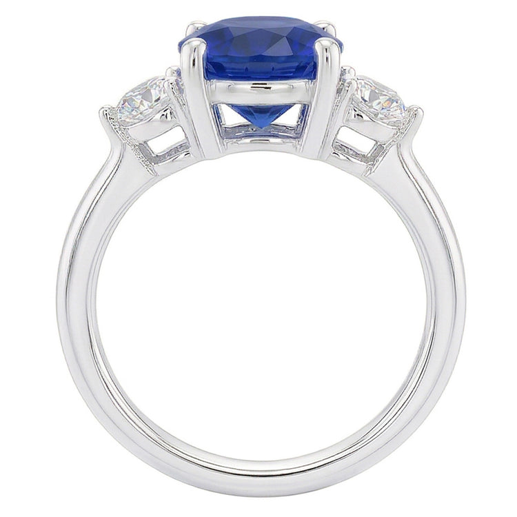 Bague diamant rond trois pierres saphir bleu profond 2.50 carats bijoux