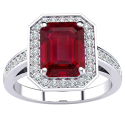 Bague diamant rubis émeraude 11 carats or blanc 14 carats serti de bijoux