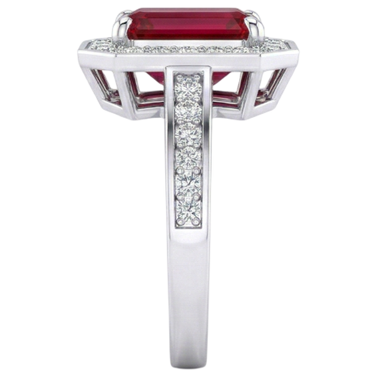 Bague diamant rubis émeraude 11 carats or blanc 14 carats serti de bijoux