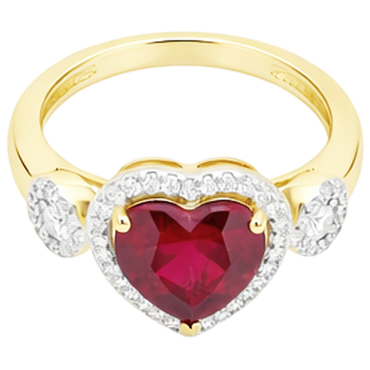Bague diamant rubis taille coeur rouge bijoux 6.65 ct en or jaune