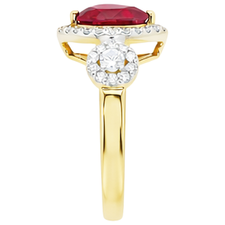 Bague diamant rubis taille coeur rouge bijoux 6.65 ct en or jaune