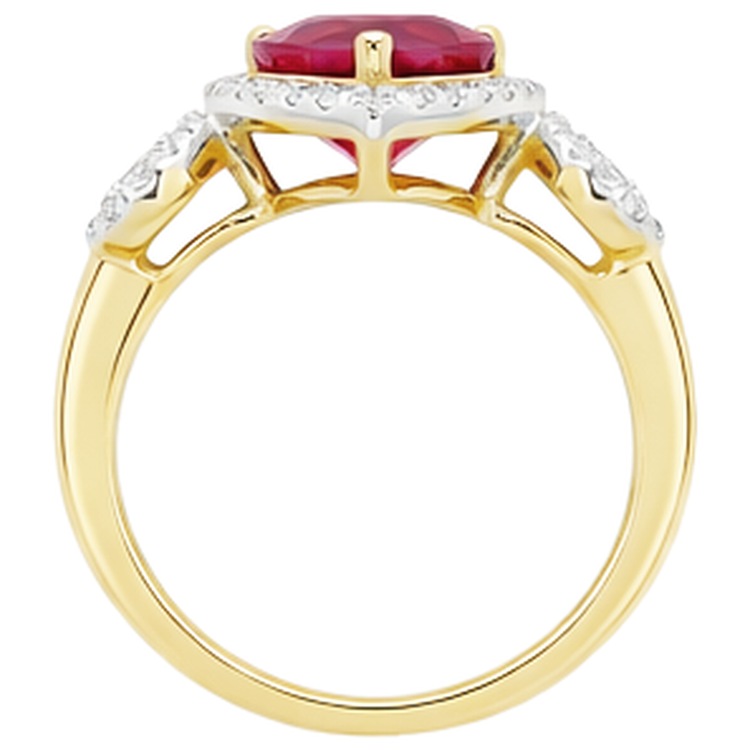 Bague diamant rubis taille coeur rouge bijoux 6.65 ct en or jaune