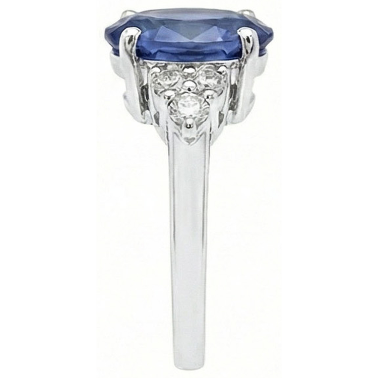 Bague diamant saphir Sri Lanka ovale de 5.30 ct en or blanc 14K