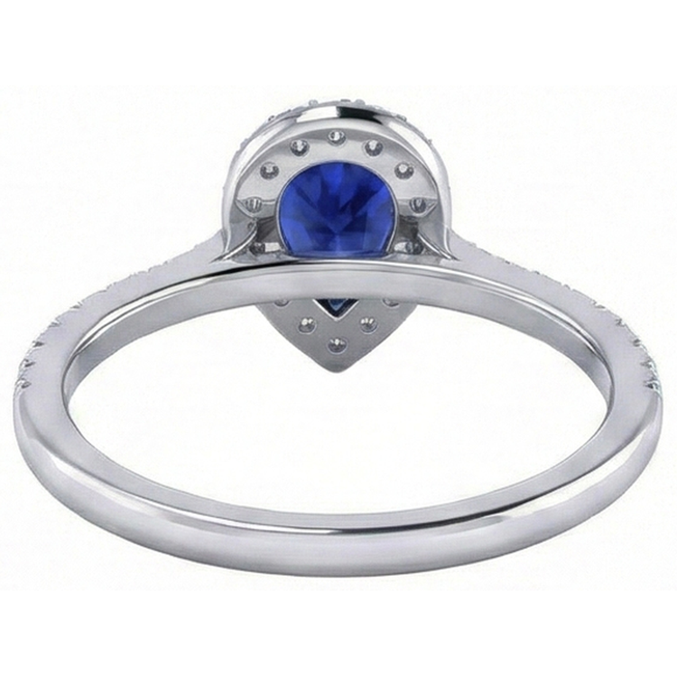 naturel pear diamant 1.60carats bague vue de profil