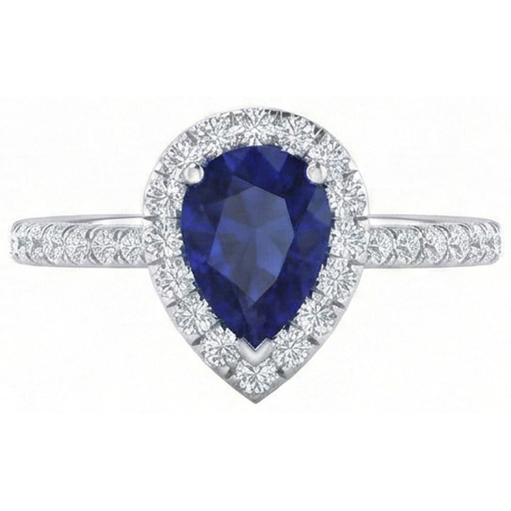 naturel pear diamant 1.60carats bague détail rapproché