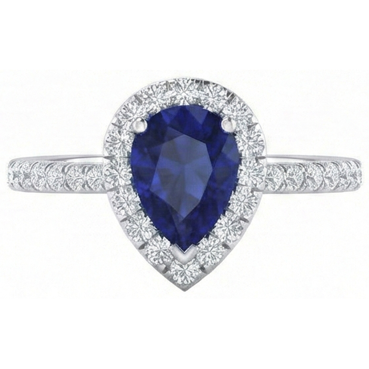 naturel pear diamant 1.60carats bague détail rapproché